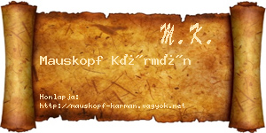 Mauskopf Kármán névjegykártya